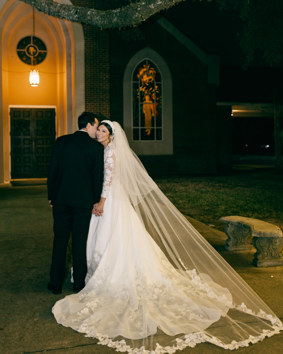 Gianna: Long Sleeve V-Neck Wedding Dress with Dramatic Satin Skirt