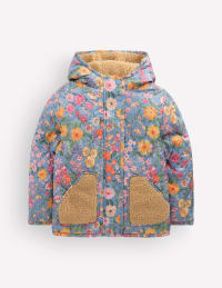 Borg Padded Jacket - Blue Floral | Boden USA