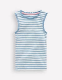 Ribbed Lace Trim Tank - Glacier Blue Stripe | Boden USA