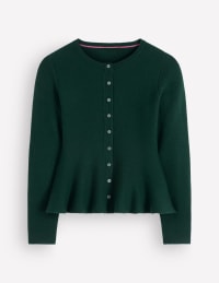 Fitted Wool Peplum Cardigan - Sea moss | Boden USA
