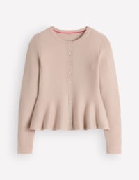 Fitted Wool Peplum Cardigan - Ivory | Boden USA