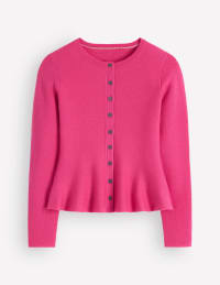 Ｔ*Ｔ様 Shimmer Knit Peplum Cardigan rose Fitted Wool Peplum Cardigan - Pink | Boden USA