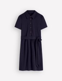 boden tie waist jersey shirt dress Patti Short - Navy Striped dress