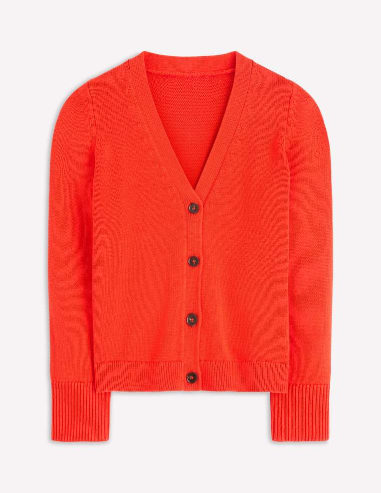 Lucy Relaxed Cotton Cardigan-Bright Orange | Boden UK