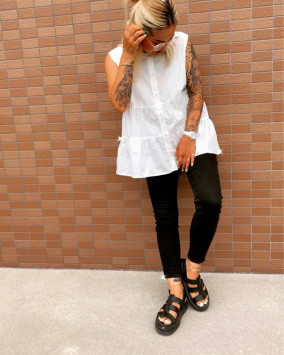 TERRY LEATHER SANDALS in Black Brando | Dr. Martens display picture 1