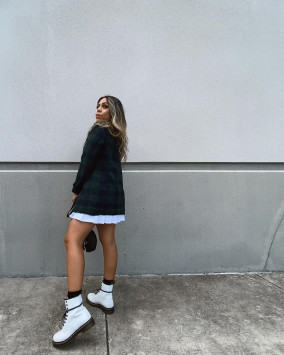 1460 Patent Leather Lace Up Boots in White Martens