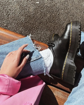 1461 Smooth Leather Platform Shoes in Black | Dr. Martens