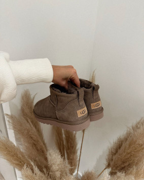 Womens Boots Ugg Classic Mini Fluff Caribou Winter Boots Ugg W Classic Mini Fluff UGG Classic Mini Fluff Collar Bootie  In Caribou REVOLVE