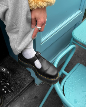 Bethan Smooth Leather Platform Mary Jane Shoes in Black | Dr