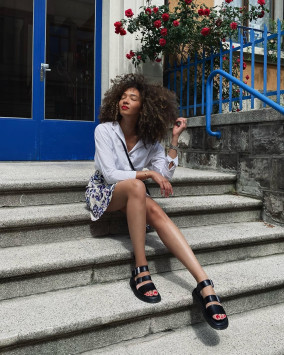 Gryphon Brando Leather Strap Sandals in Black Brando | Dr. Martens