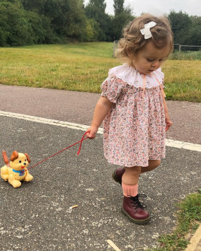 Infant 1460 Softy T Leather Ankle Boots in Cherry Red Martens