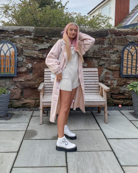 Devon Heart Leren Platform Laarzen in Wit | Dr. Martens